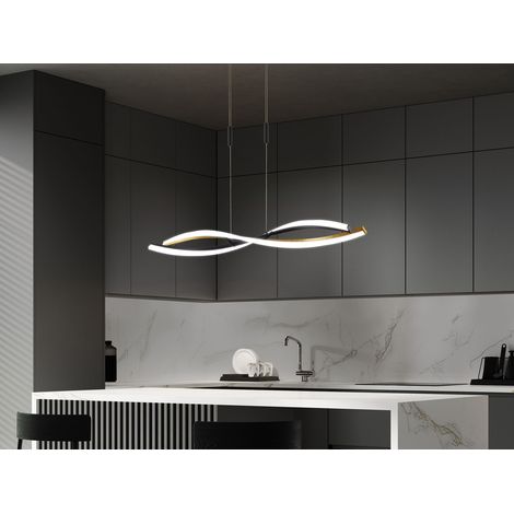 LED Pendelleuchte TORCIDO Schwarz Gold dimmbar & Tageslicht lang, Breite 100cm (1/5)