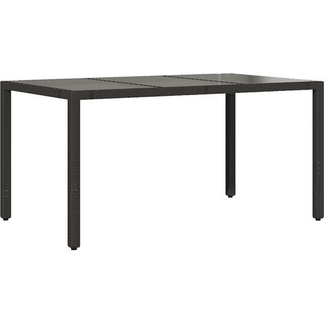 Maison Exclusive - Tavolo da Giardino Piano in Vetro Nero 150x90x75 cm Polyrattan