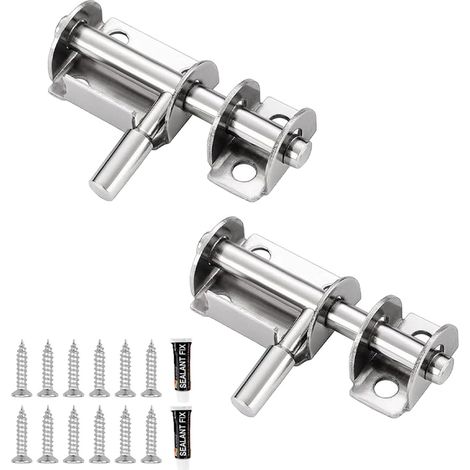 BEBUSINGOTO (2 Stück, Silber) Türschlösser aus Edelstahl mit Schrauben, Schieberiegel für Badezimmer, Toilette, Garten, Schuppen
