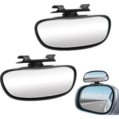 2 Pièces Rétroviseur D'Angle Mort, Rotation À 360° - Réglable D'Entraînement Grand Angle Pour Voiture, Camion, Suv Noir (1/5)