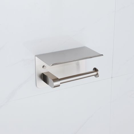 Fortifura Calvi Porte-rouleau papier WC - avec plateau - inox brossé (1/4)