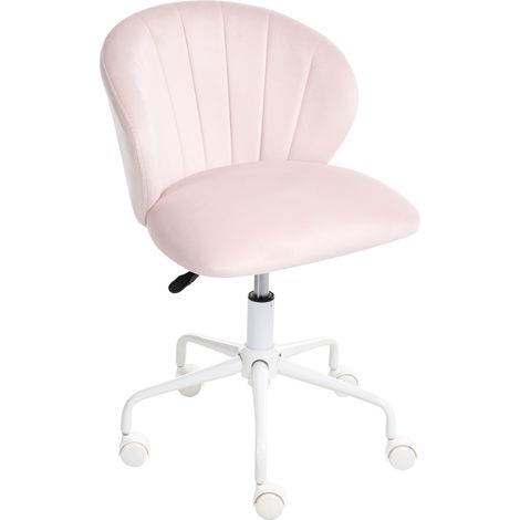 Silla de oficina moderna de terciopelo giratoria altura ajustable rosa pastel Cheerful (1/5)