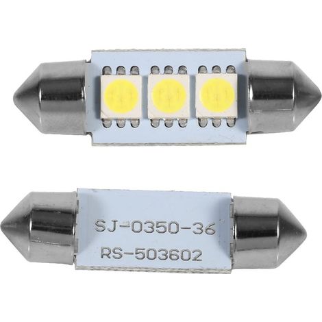 10 Ampoules LED Feston 36MM 12V 3 SMD 5050 pour Plafonnier Voiture Blanc Intérieur (1/5)