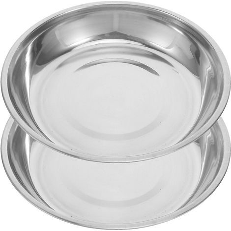 Lot de 2 plateaux de pesée en acier inoxydable : plateau de pesée numérique pour la cuisine – Petit plateau compact et rond en métal, idéal pour un usage domestique. (1/4)