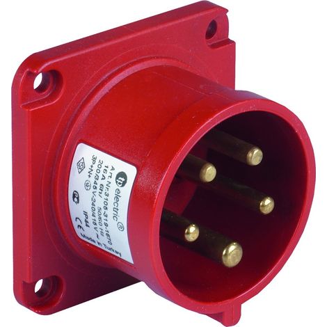 Spina di collegamento dritta CEE da pannello 5P 16A 400V IP44 70X70MM (1/5)
