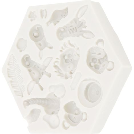 Silikonform mit Waldtiermotiven für Fondanttorten, Grau, 951 Teile (1/5)