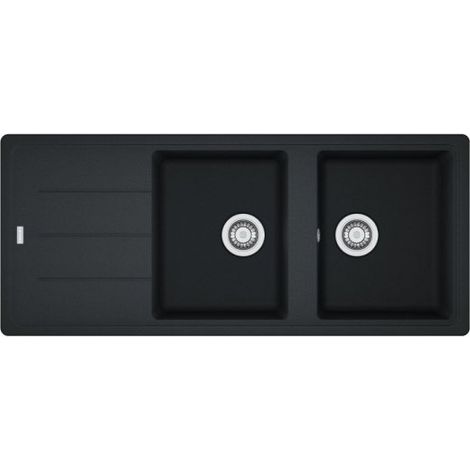 Lavello 2 vasche con gocciolatoio reversibile Franke 116x50 BFG 621 in fragranite nero