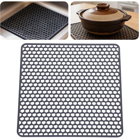 1 Tapis D'évier, Silicone Antidérapant, Protection Choc 230°C, Drainage Alvéolé, Pour Cuisine Vaisselle