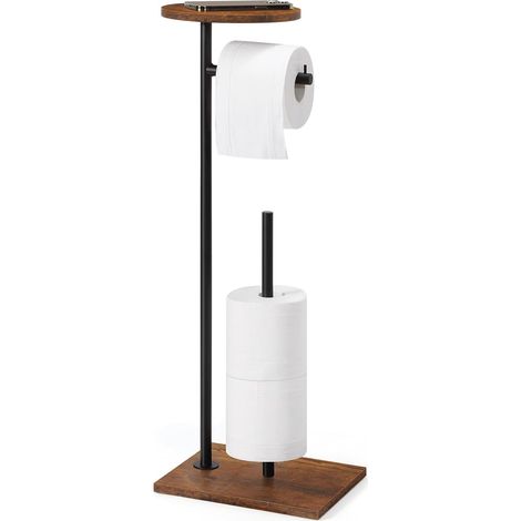 Freistehender Toilettenpapierhalter – 1 Stück – Edelstahl – 4 Rollenhalter mit Ablage – Modernes Badezimmer – Mattschwarz (1/5)