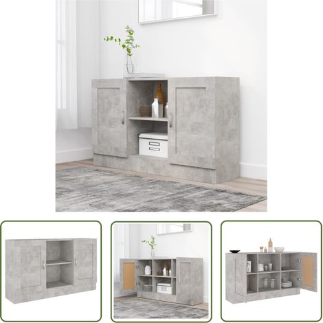 Furniture Limited - Buffet Gris béton 120x30,5x70 cm Bois (1/5)