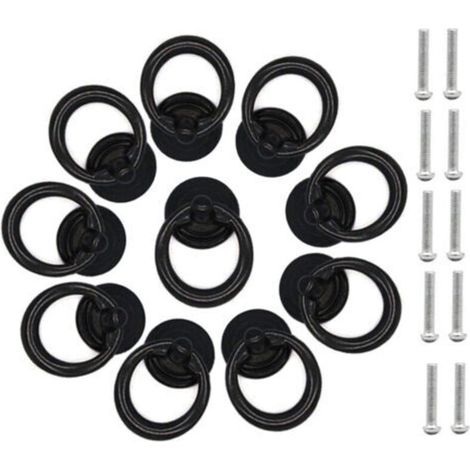 Packung mit 10 schwarzen Metall-Schrankgriffen inklusive Schrauben, Einzellochring für Schränke, Schubladen und Kommoden