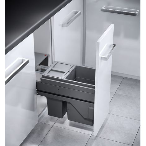 Poubelle de cuisine tri sélectif 2 bacs encastrable 25L (15+10) Hailo AS Cargo (1/4)