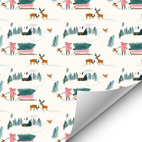 Papier Cadeau Noël Imperméable 55x90cm Motifs Festifs Renne Sapin Pour Emballage Présent (1/5)