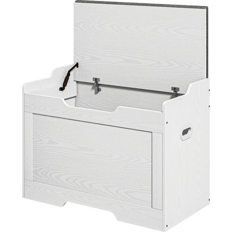 Coffre de rangement 103L avec coussin amovible, banc de siège blanc pour salon ou chambre (1/5)