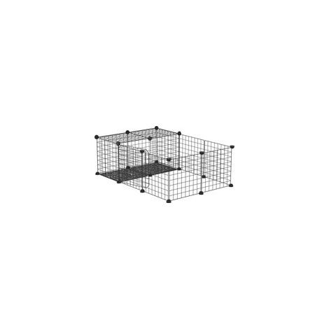 Modulares Gehege für Kleintiere, geeignet für Kaninchen, Meerschweinchen und Nagetiere, schwarz
