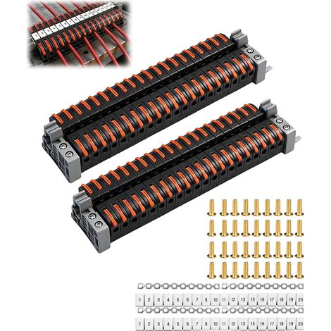 Lot de 40 repartiteur bornier electrique rail din 0,08 à 4 mm² PCT-211 connecteur rapide electrique, bornes de raccordement electrique enfichables, borniers électriques pour câblage rapide (1/5)