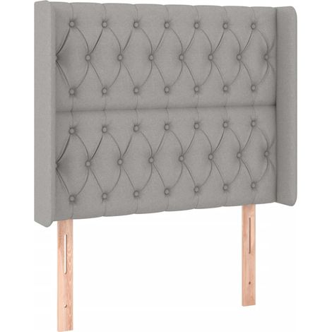 Testiera letto accessorio camera da letto mobili LED 93 x 16 x 118/128 cm tessuto grigio chiaro TDL0201229