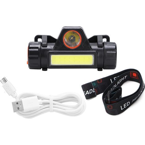 Lampe frontale LED, lampe frontale haute luminosité avec câble USB pour la pêche de nuit, le cyclisme et le camping