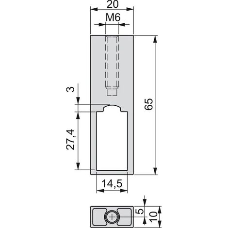 Reggitubo Centrale Emuca Tubo Appenderia 30x15mm Moka Armadio (1/3)
