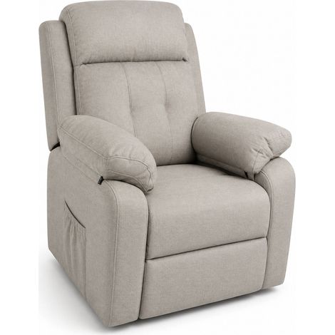 Home Heavenly® - Butaca relax NUBA con motor eléctrico Power Lift y sistema cero pared, tejido antimanchas 108x91x77 cm. Color: Beige (1/5)