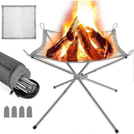 Foyer extérieur portable, barbecue pliable, avec sac de transport, moins d'acier, pour terrasse, camping, voyages (42 x 42 pouces) (1/5)
