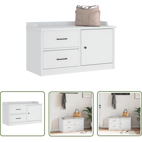 vidaXL Flurbank SANDNES Weiß 87x40x50 cm Massivholz Kiefer (1/5)