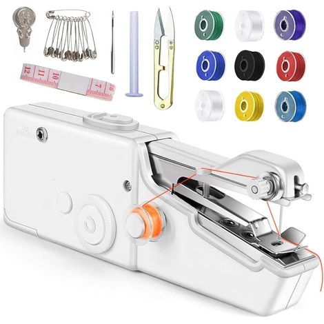 Machine à Coudre Portable, Mini Machine à Coudre avec Kit Couture, Machine à Coudre à Main Sans Fil pour Réparation de Vêtements, Couture Rapide DIY, Facile à Utiliser pour Débutants et Adultes (1/5)