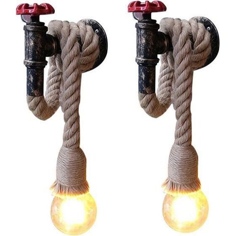 2er Wandleuchter Innen Vintage, Retro Industrie Eisen Rohr Wand Lampe E27 Verstellbar für Wohnzimmer Schlafzimmer (Rost)