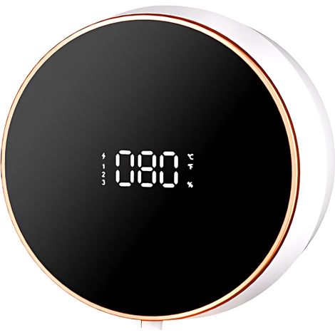 Dispensador de jabón espumoso sin contacto de 300 ml, recargable, con pantalla LCD y 3 niveles de presión (montaje en pared sin taladrar).