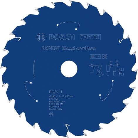 Bosch EXPERT Wood cordless Circular Saw Blade 165 x 1.5/1 x 20 mm T24 2608902149