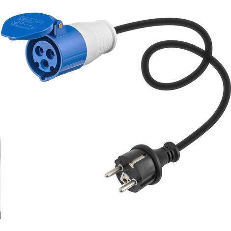 Adaptateur CEE - Cable H07RN-F 3G2.5 35 cm - Prise Femelle Type E/F IP44 - Pour Caravane Bateau Extérieur - 16 A 230 V - 1 Pièce