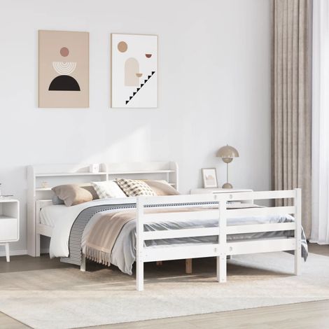 Bed Frame with Headboard without Mattress White 140x200 cm vidaXL (1/5)