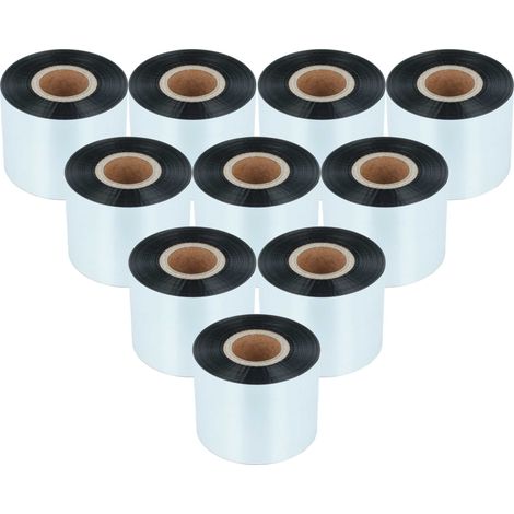 vhbw 10x Thermal Ribbon compatible with Valentin Desco 106 Label Printer, 50 mm x 300 m, Wax Resin, Black