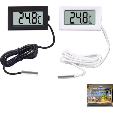 2 Pièces Digital LCD Thermomètre, Temperature Numérique avec Écran LCD, Thermometre Frigo, Sonde Temperature Digital,Mesure -50 ℃ +110 ℃ (1/5)