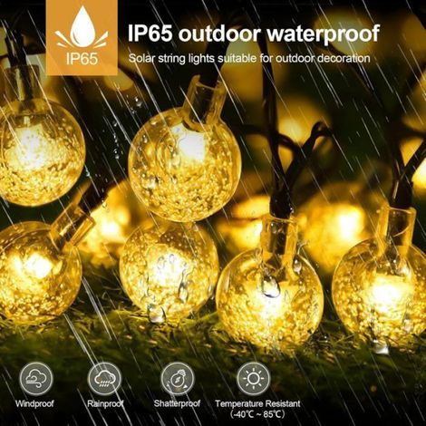 Guirlande Solaire Extérieure 12M 100 LEDs, 8 Modes d'Éclairage, IP65 Étanche pour Décoration Extérieure (1/5)