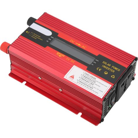 Convertisseur de puissance 420W crête 1000W 12V/24V vers 230V 50Hz Onde sinusoïdale modifiée Alarme basse tension Écran LCD pour camping et domicile (1/5)