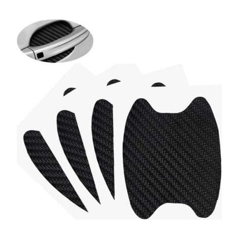 Protecteur Porte Voiture 4 Pièces Anti-Rayures Fibre Carbone Poignée Non Marquable Noir (1/4)