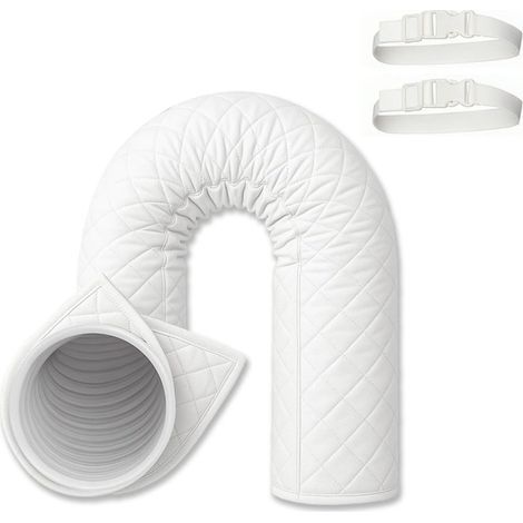Housse d'isolation portable pour tuyau de climatiseur - 150 cm - Manchon Oxford blanc pour réduction de la chaleur et efficacité énergétique - Facile à installer