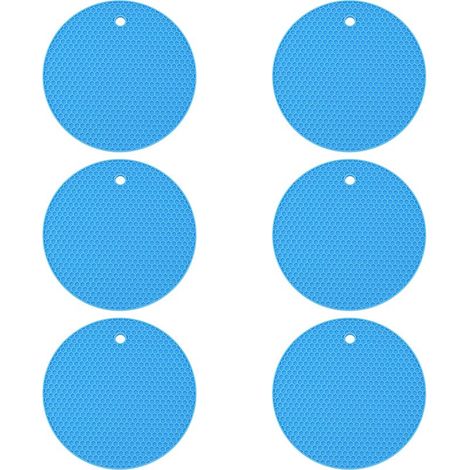 Dessous de verre en silicone pour boissons – antidérapants, antiadhésifs, restent en place, plateau profond – protègent les meubles et les tables (bleu) (1/5)