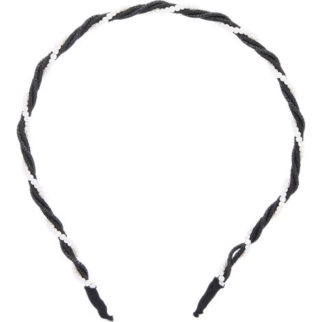 Alliance de cheveux femme noire, bandeau en alliage chic pour mariage fête, accessoire coiffure élégant (1/5)