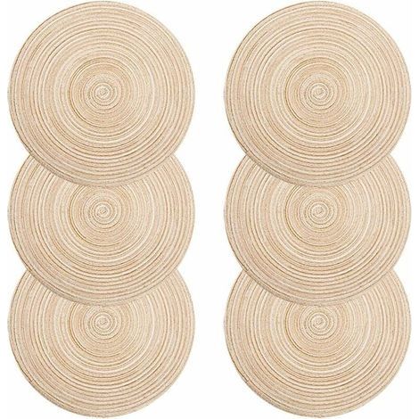 Lot de 30 sets de table ronds 35cm – Polypropylène tressé lavable – Résistants à la chaleur jusqu'à 70°C – Antidérapants, ivoire