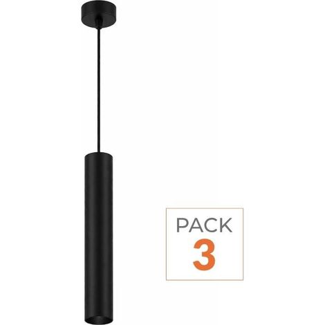 Luminaire Suspendu GU10 IP20 30cm NOIR (Pack de 3) - SILAMP (1/2)