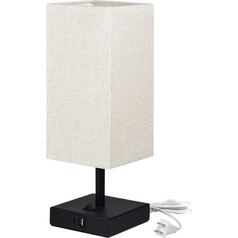 Lampe tactile carrée, lampe USB à intensité variable, comprend 1 ampoule LED, abat-jour en tissu, lampe de chevet pour chambre à coucher. (1/5)