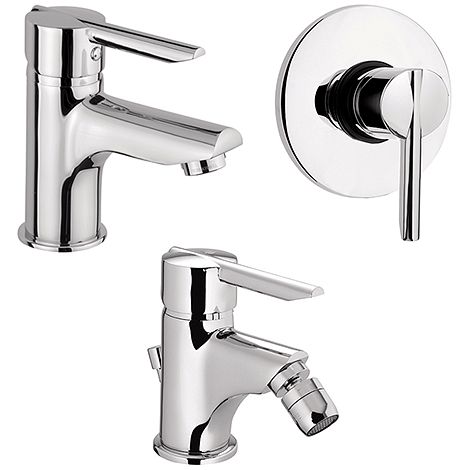 Set Rubinetti Piralla per lavabo e bidet con scarico automatico e doccia incasso serie Serena cromato (1/5)