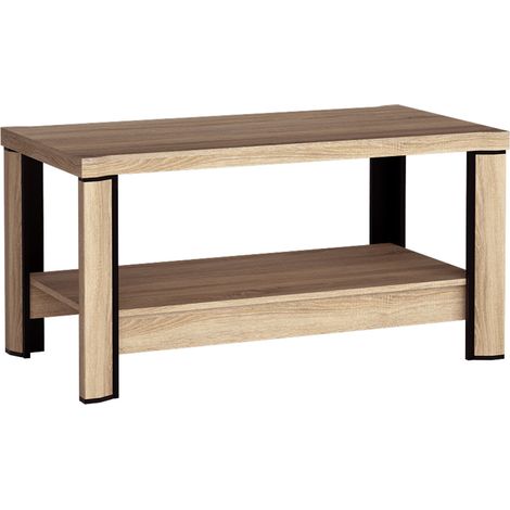 Mesa de centro Lorelie 114, Roble Sonoma, 61x60x120cm, Diámetro: 0, Aglomerado laminado, Angular