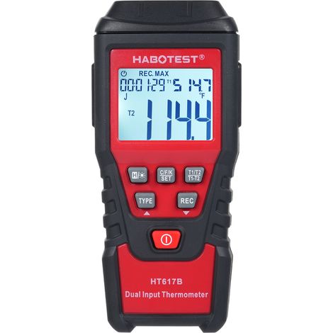 Thermomètre numérique portable HABOTEST HT617B à 2 canaux : mesure la température des liquides pour hauts fourneaux et de l'hydrogène liquide (1/5)