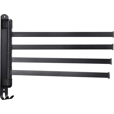 Porte-serviettes mural pivotant Acier inoxydable 304 Noir 4 bras gain de place salle de bain cuisine (1/5)