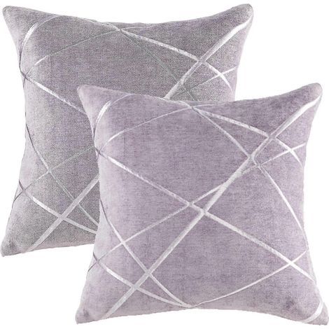 Housse de coussin 45x45 cm, violette, lot de 2. Idéale pour canapé, chambre ou salon. (1/4)