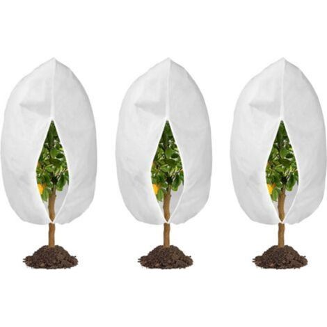 Set of 3 Plant Freeze Protection Covers with Drawstring and Zipper, Reusable Plant Protection 60x80 cm (1/5)