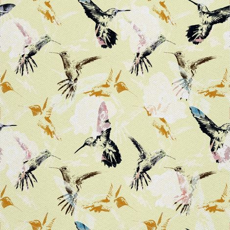 Tissu d'extérieur décoratif Oxford - Motif colibri aquarelle 2 I DX583 (1/5)